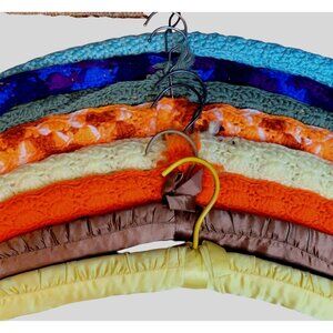 Vintage Padded Hangers Crochet Yarn Satin Metal Plastic Assorted Lot of 8